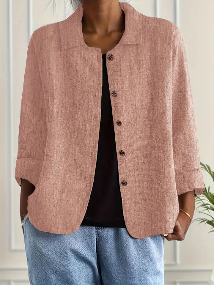 Jane | Amélie Rousseau Sky-Breeze Linen Jacket with Buttons and Casual Elegance