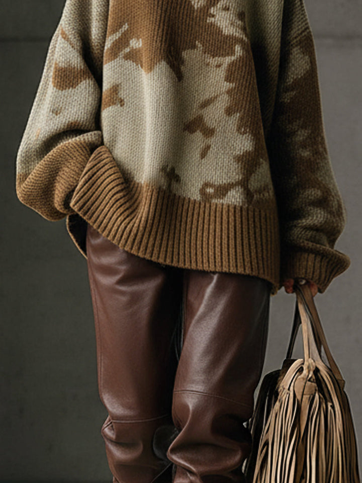 Jane | Relaxed Camouflage-Print Turtleneck Sweater