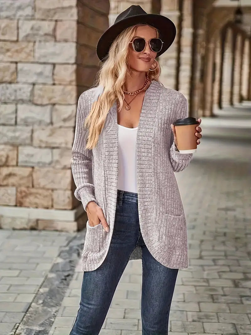 SVEA | Neva Eleganter Rippstrick-Cardigan mit Langen Ärmeln
