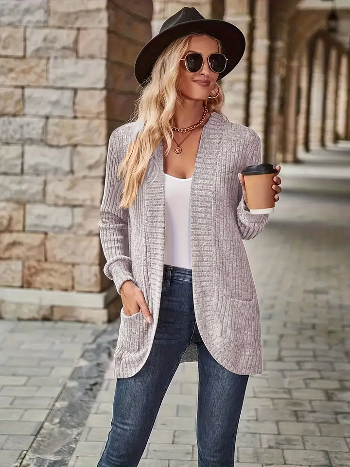 SVEA | Neva Eleganter Rippstrick-Cardigan mit Langen Ärmeln