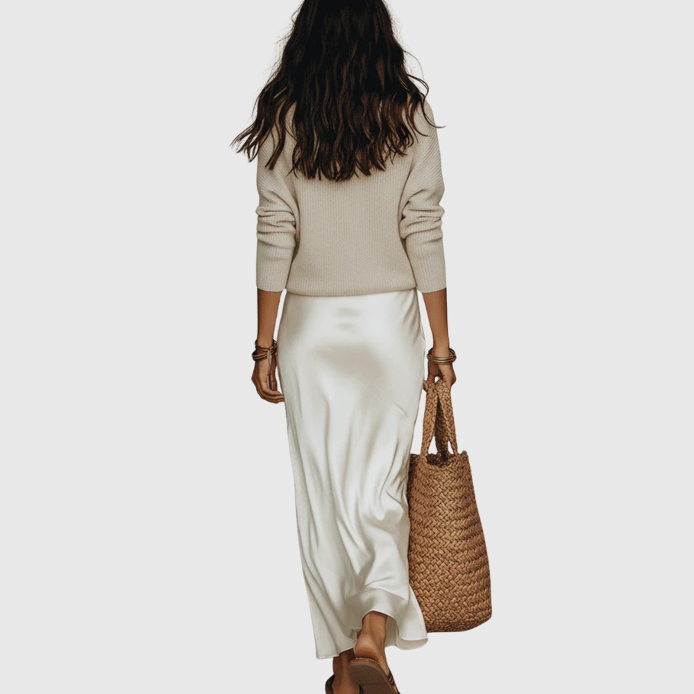 Eleanor – Satin Midi Dress with Matching Knit