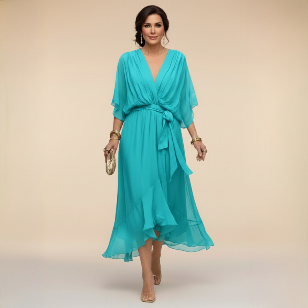 SVEA | Fließendes Midikleid mit V-Ausschnitt