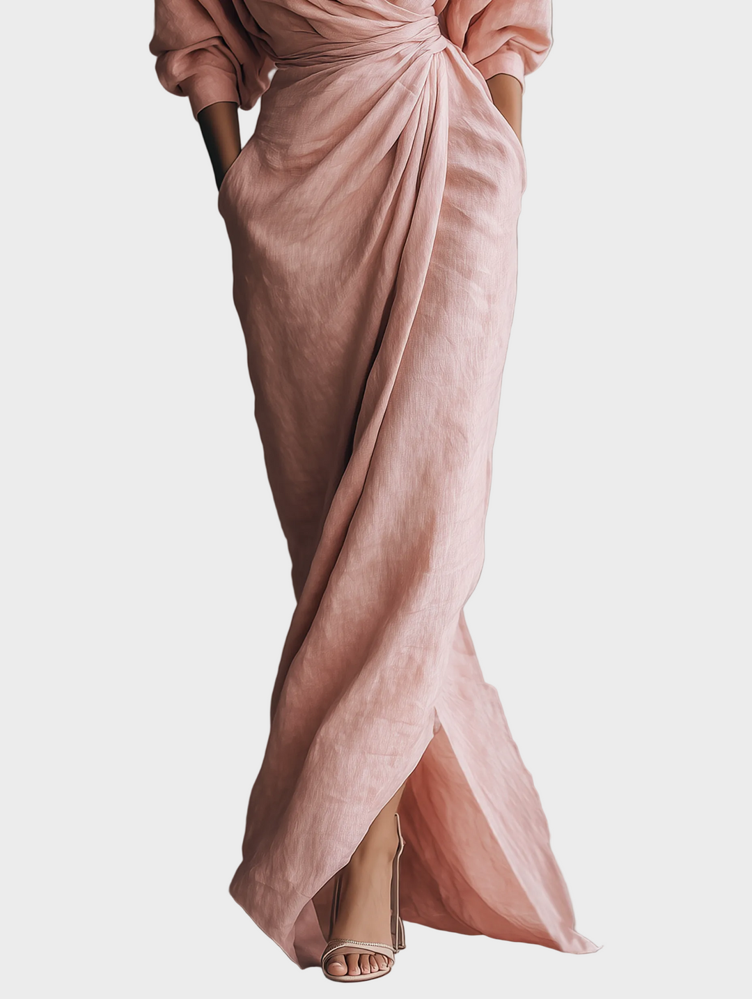 Maxi Linen Dress with V-Neck