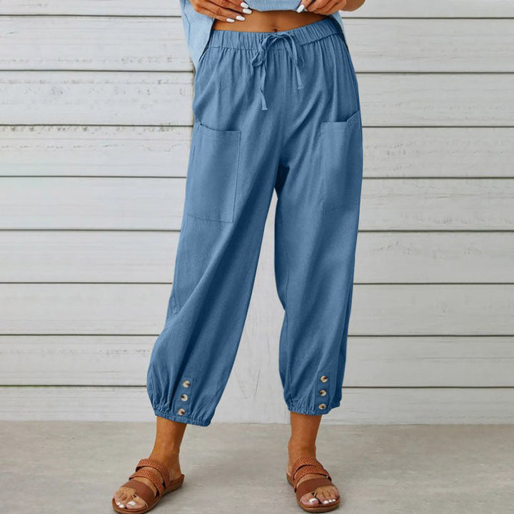 SVEA | Weite Damenhose aus Baumwolle und Leinen