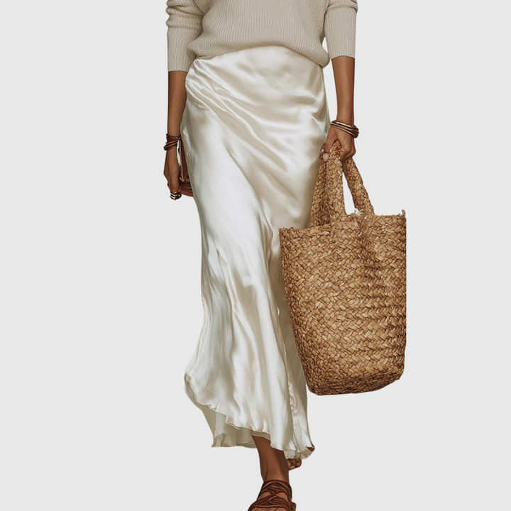 Eleanor – Satin Midi Dress with Matching Knit
