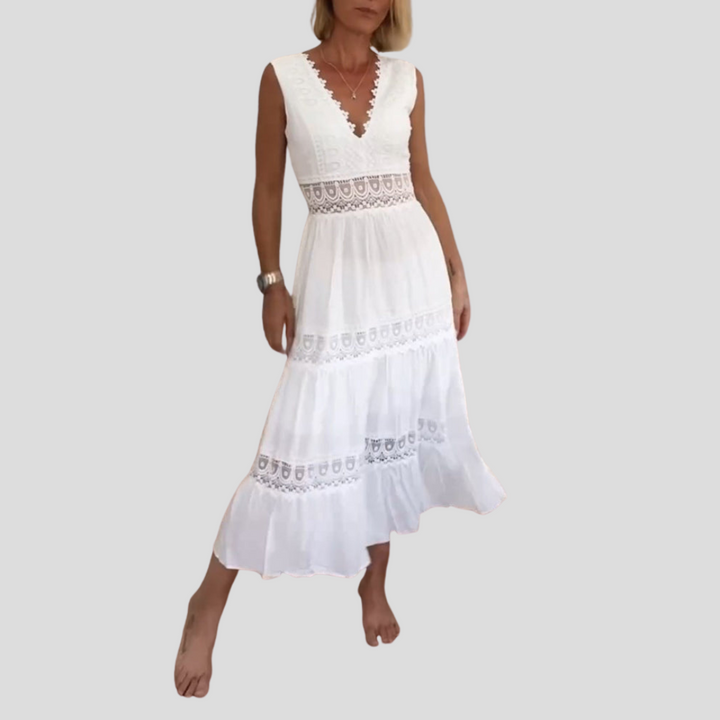 SVEA | Ärmelloses Boho-Midikleid mit Spitzendetails