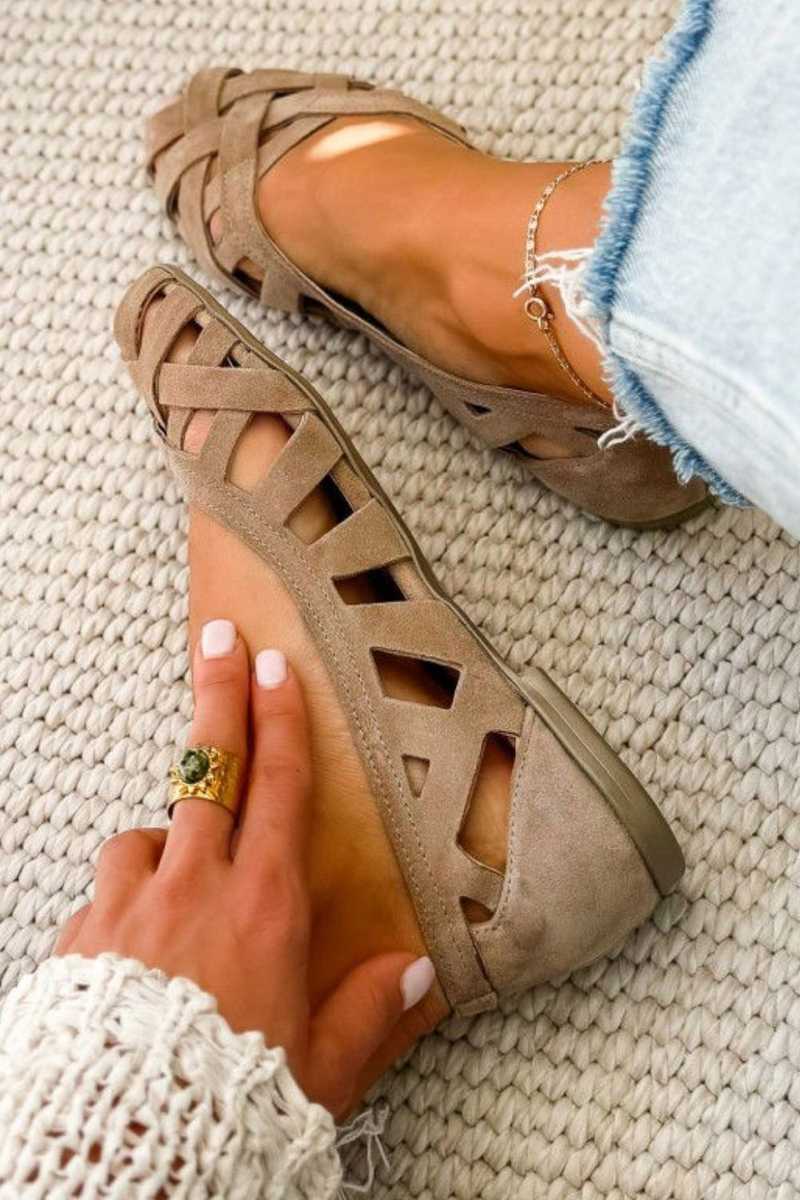 SVEA | Lena Geflochtene Sandalen mit Spitze
