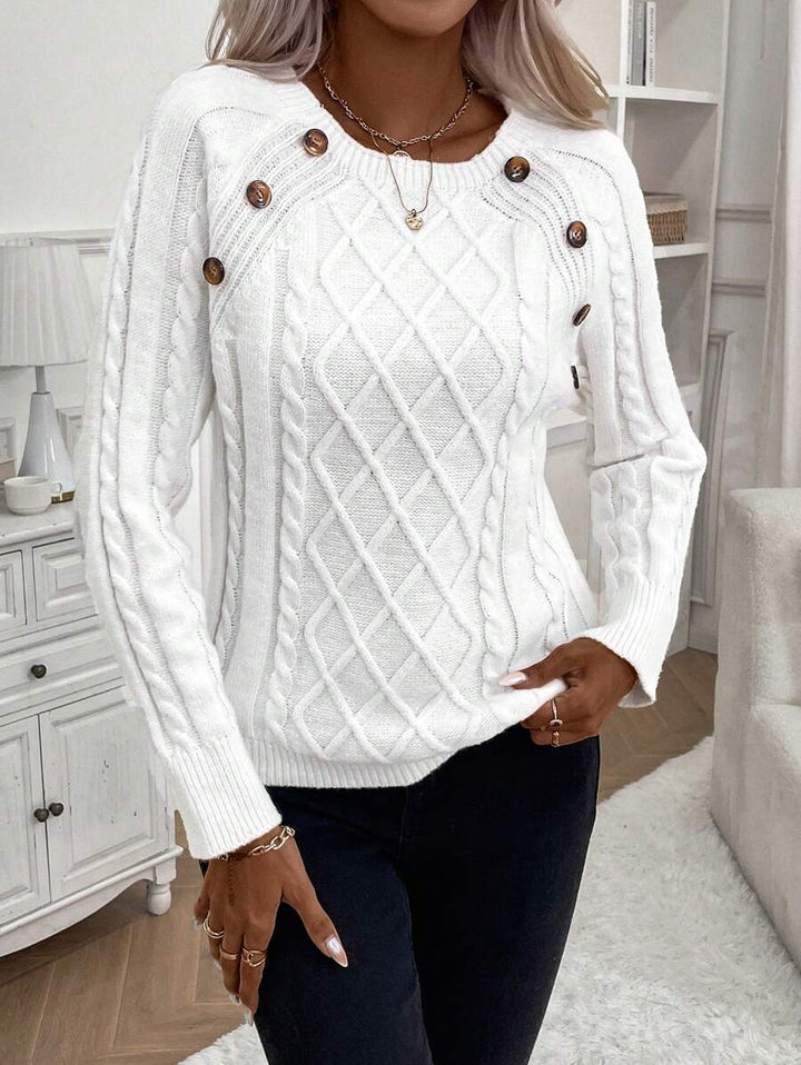 Jane | Cable-Knit Sweater with Button Detail