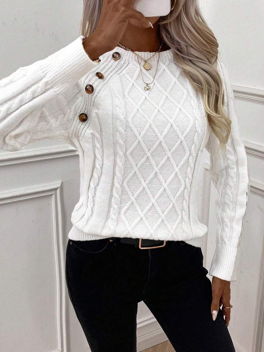 Jane | Cable-Knit Sweater with Button Detail