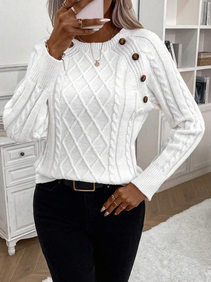 Jane | Cable-Knit Sweater with Button Detail