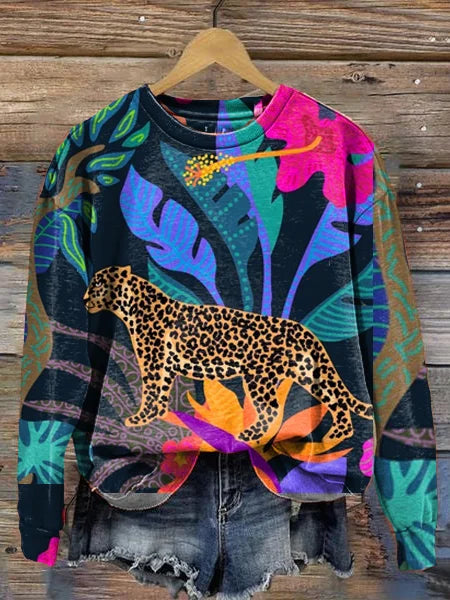 Jane | Stylish Print Crew-Neck Sweater