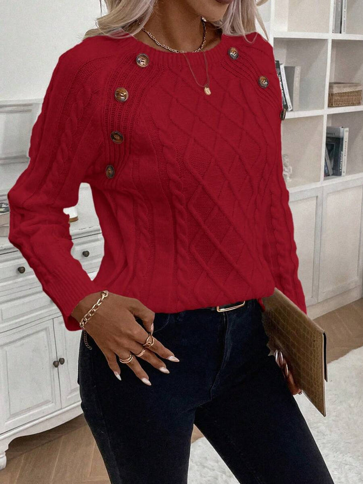 Jane | Cable-Knit Sweater with Button Detail