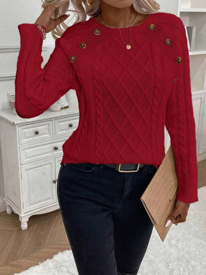 Jane | Cable-Knit Sweater with Button Detail
