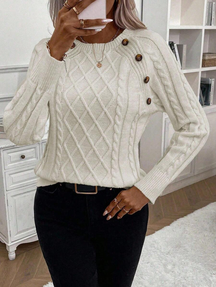 Jane | Cable-Knit Sweater with Button Detail