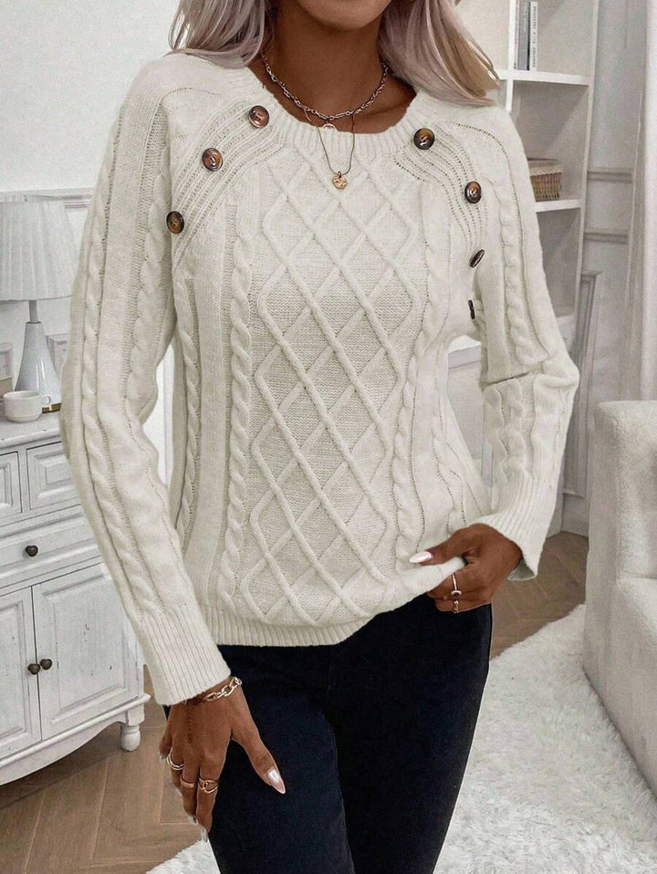 Jane | Cable-Knit Sweater with Button Detail