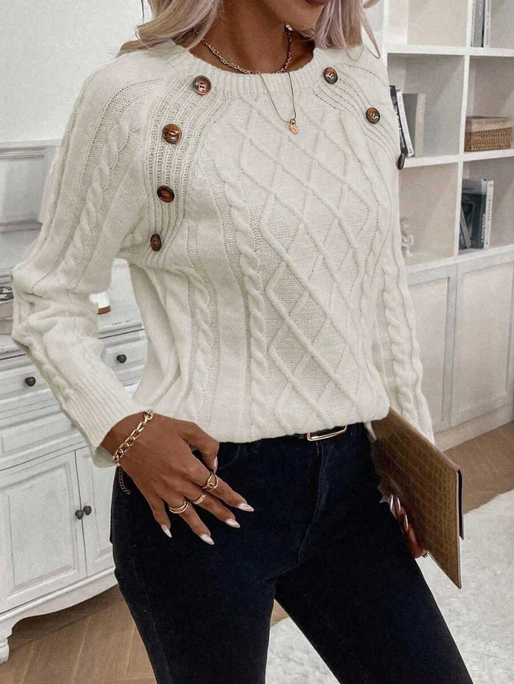 Jane | Cable-Knit Sweater with Button Detail