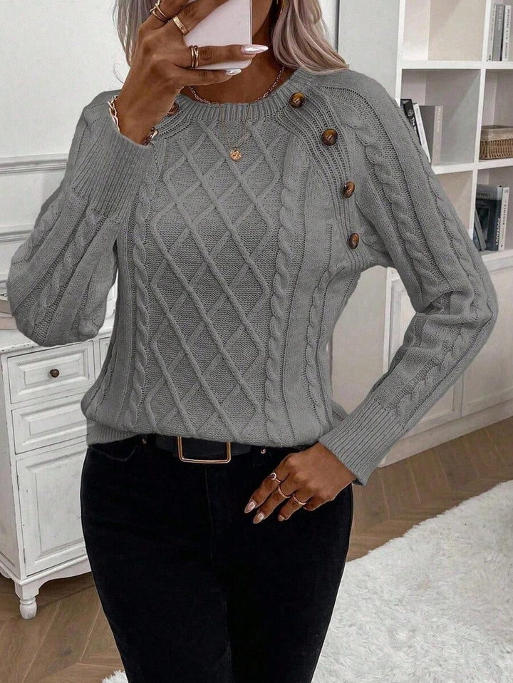 Jane | Cable-Knit Sweater with Button Detail