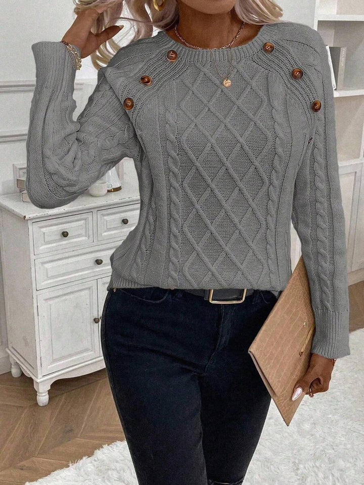 Jane | Cable-Knit Sweater with Button Detail