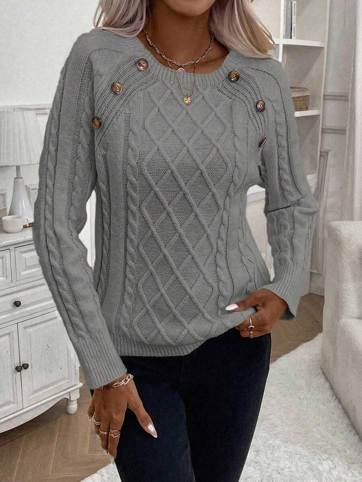 Jane | Cable-Knit Sweater with Button Detail