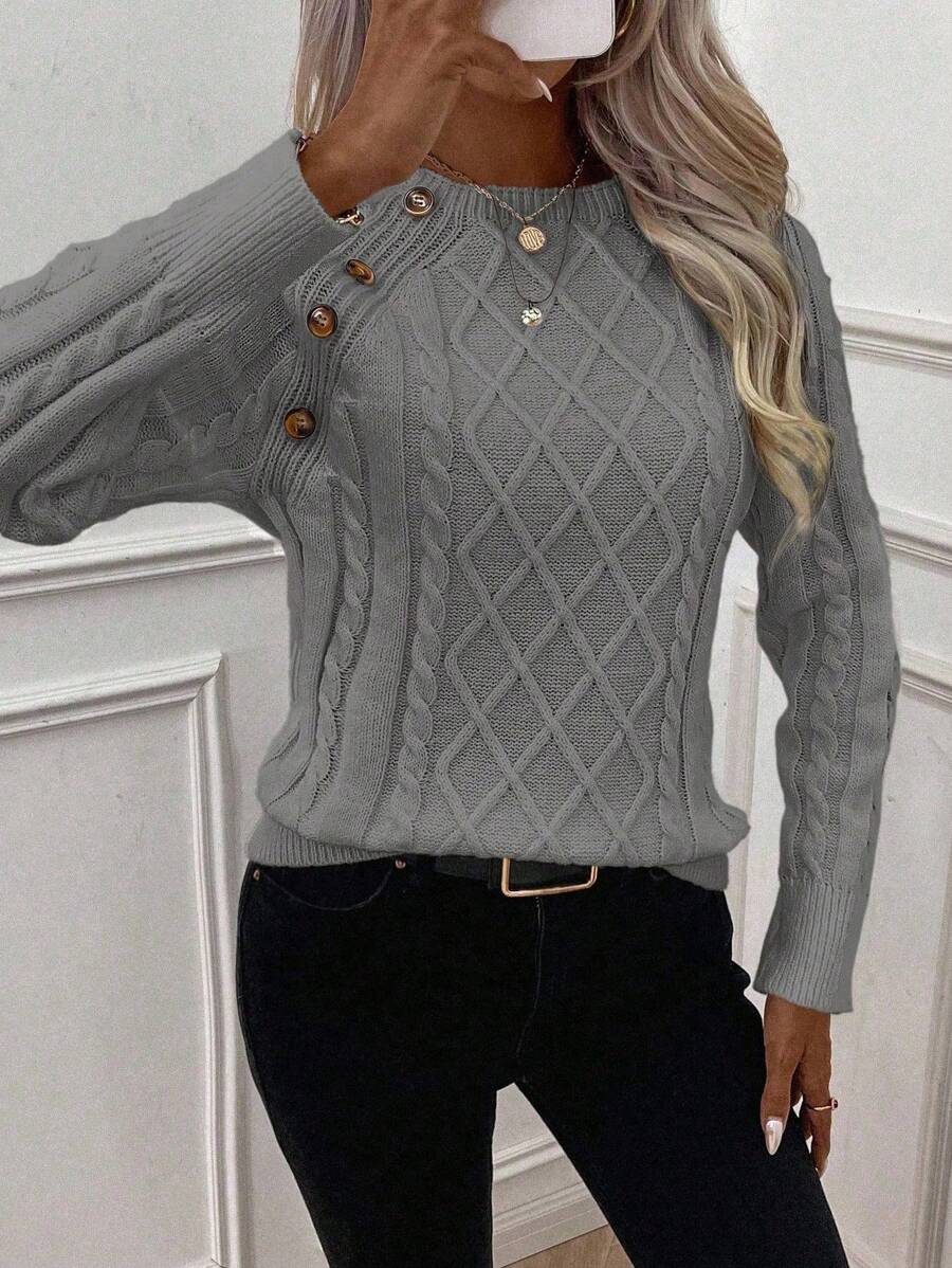 Jane | Cable-Knit Sweater with Button Detail