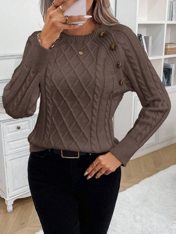 Jane | Cable-Knit Sweater with Button Detail