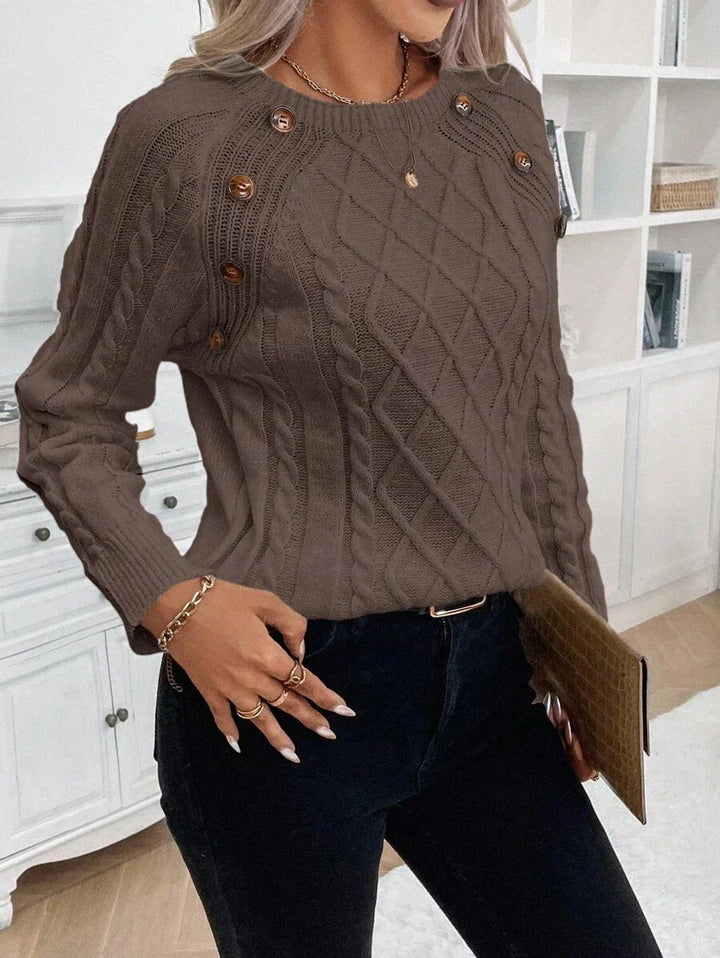 Jane | Cable-Knit Sweater with Button Detail