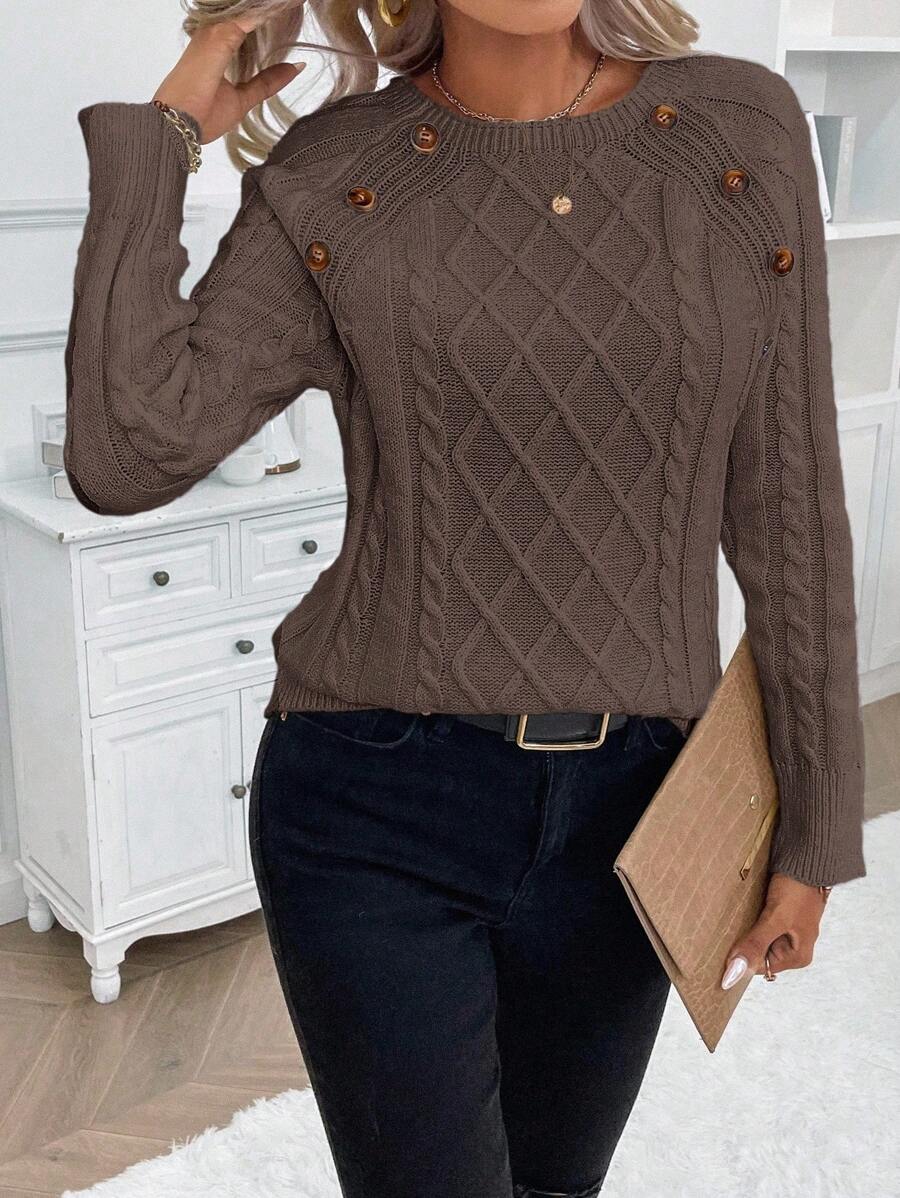 Jane | Cable-Knit Sweater with Button Detail