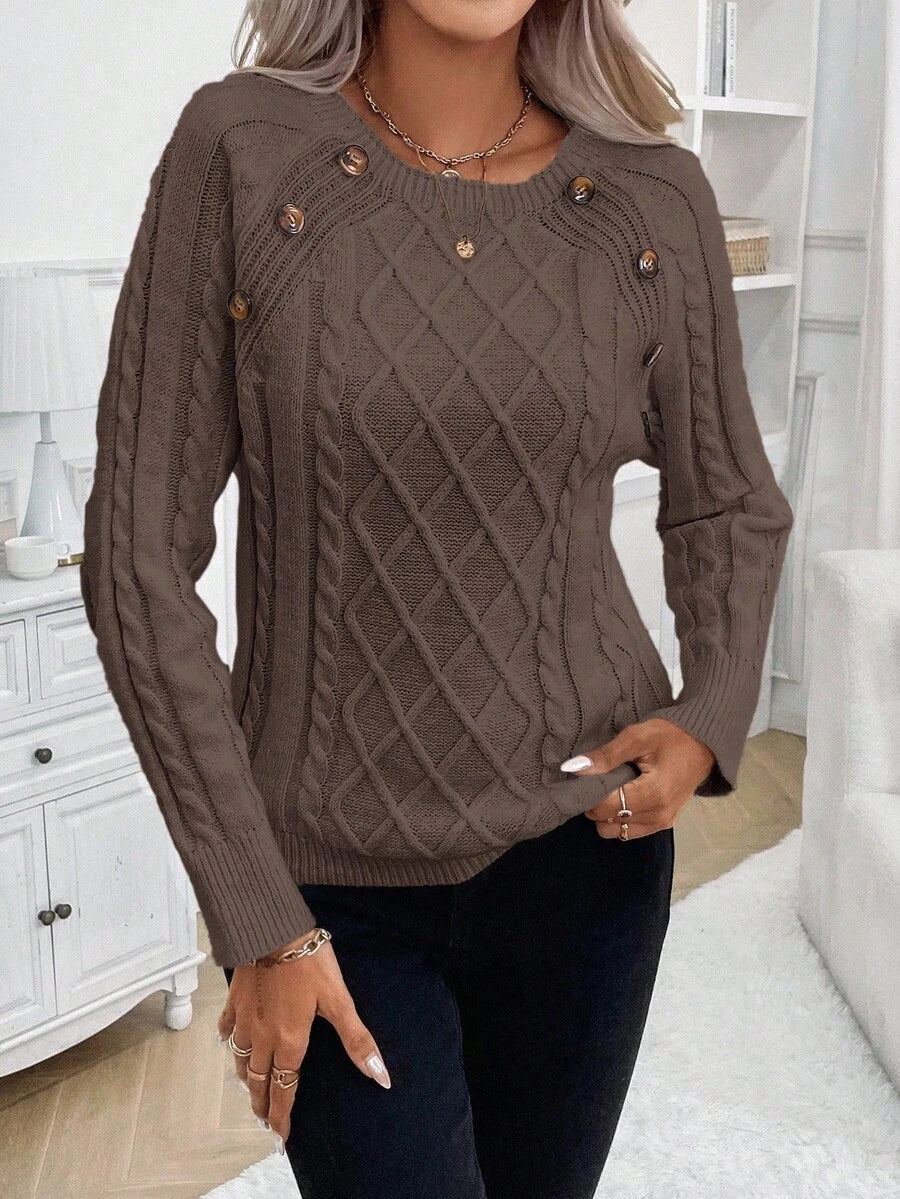 Jane | Cable-Knit Sweater with Button Detail