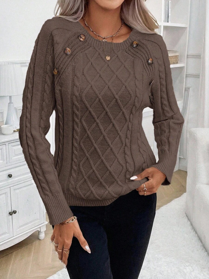 Jane | Cable-Knit Sweater with Button Detail