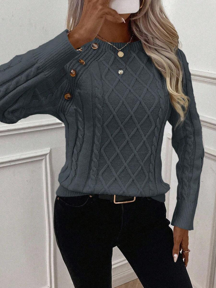 Jane | Cable-Knit Sweater with Button Detail