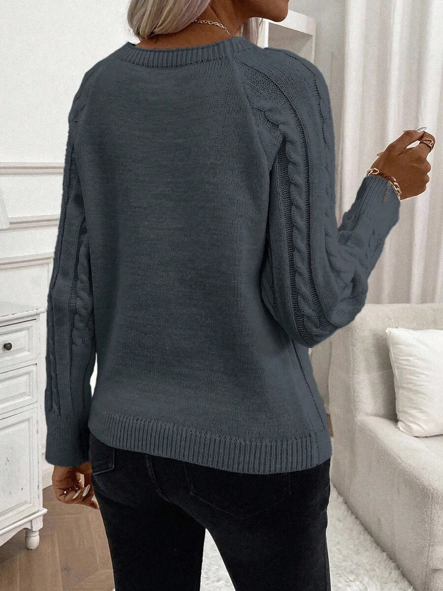 Jane | Cable-Knit Sweater with Button Detail