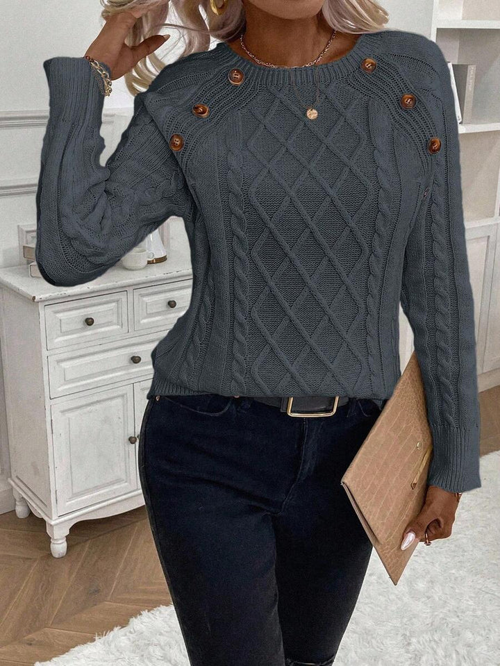 Jane | Cable-Knit Sweater with Button Detail