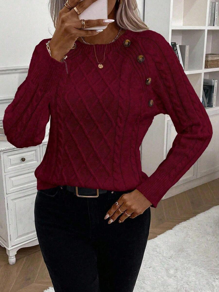 Jane | Cable-Knit Sweater with Button Detail
