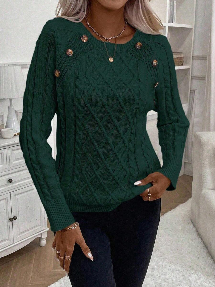 Jane | Cable-Knit Sweater with Button Detail