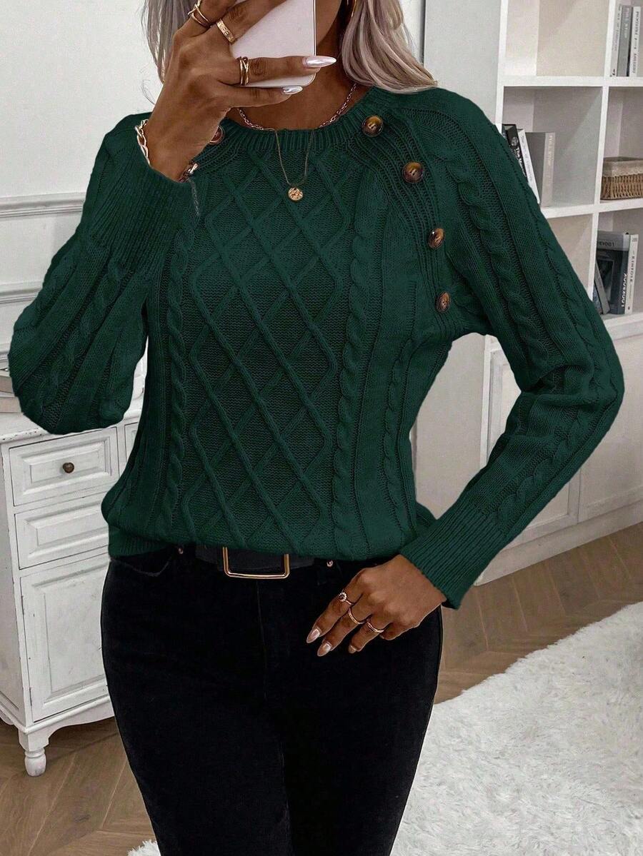 Jane | Cable-Knit Sweater with Button Detail