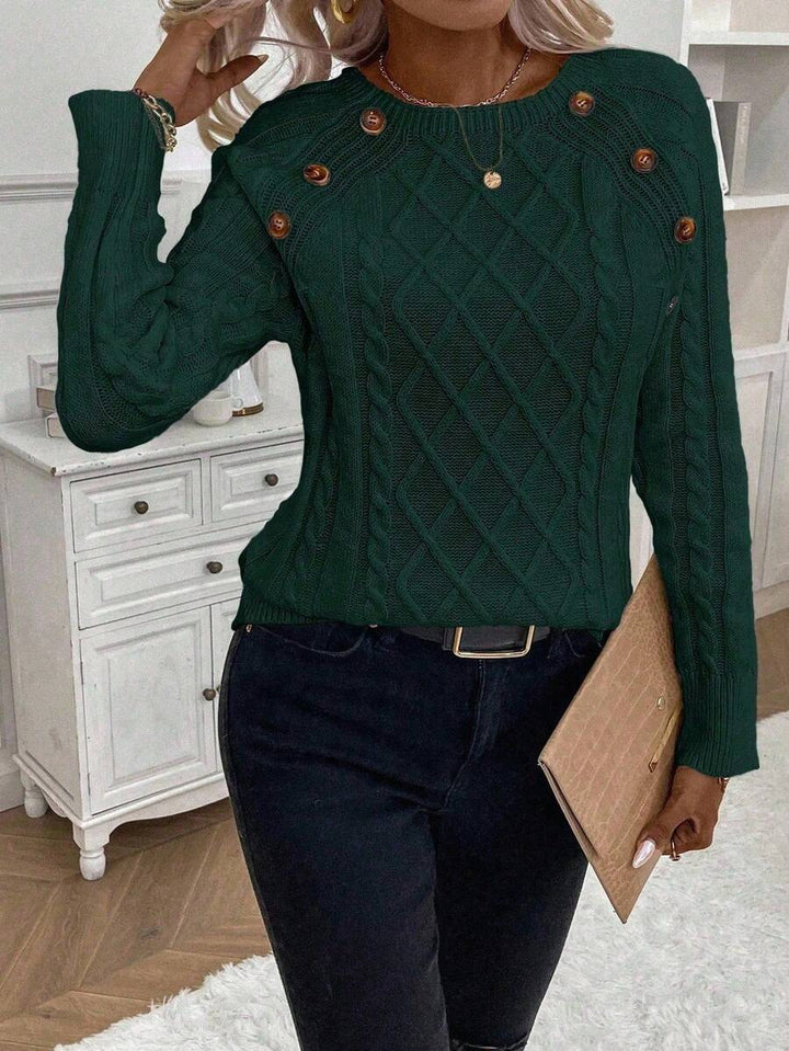 Jane | Cable-Knit Sweater with Button Detail