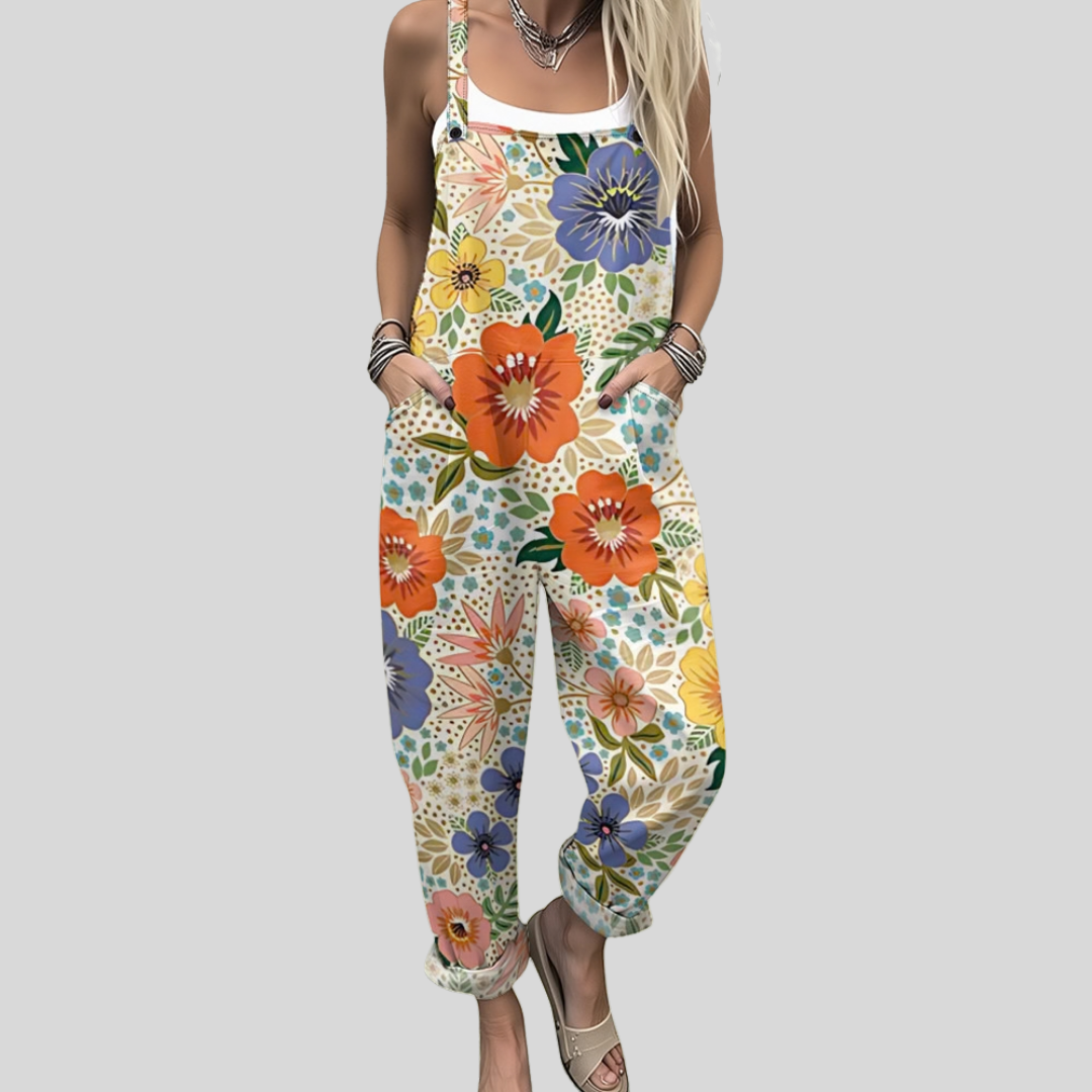 Bunte Blumen-Latzhose Mehrfarbig