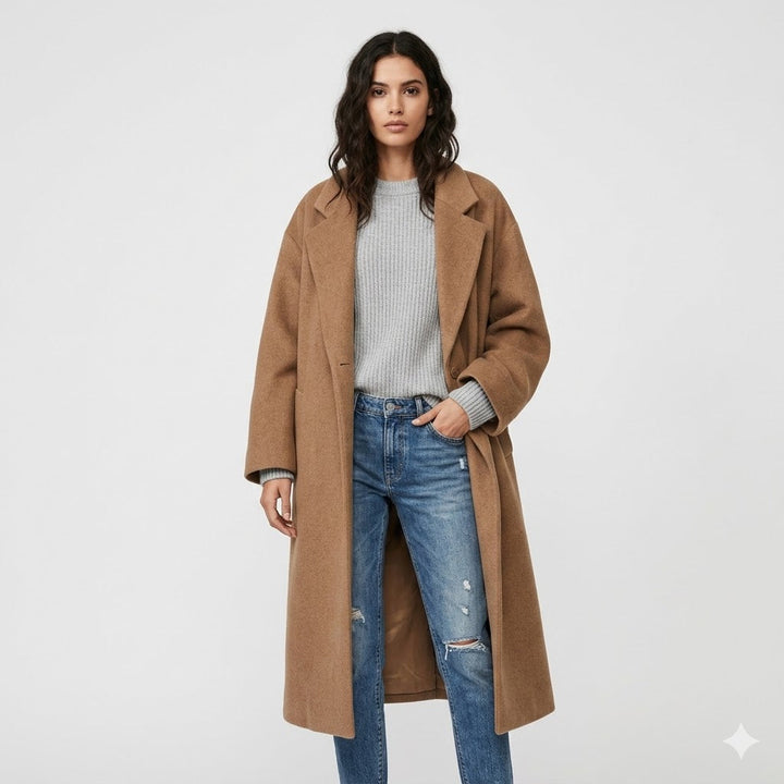 Jane | Amélie Laurent Oversized Long Wool-Blend Coat