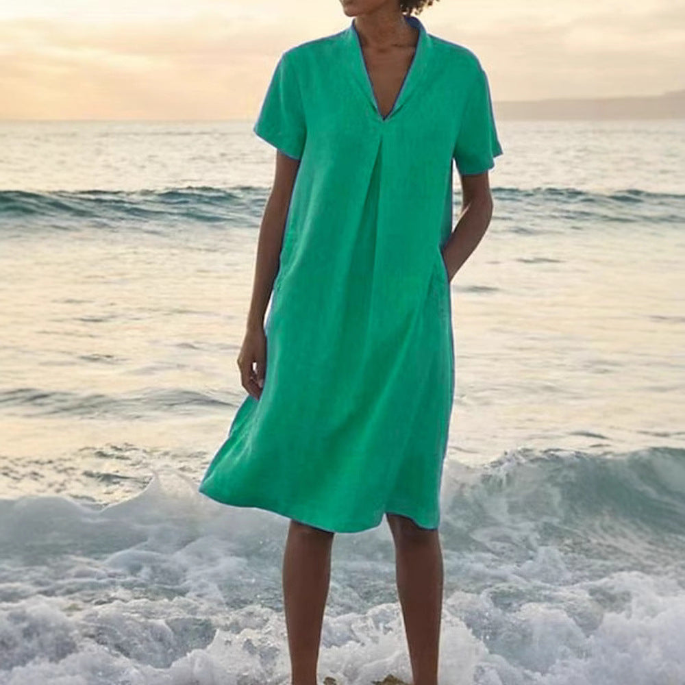 SVEA | Damenkleid mit V-Ausschnitt und Taschen
