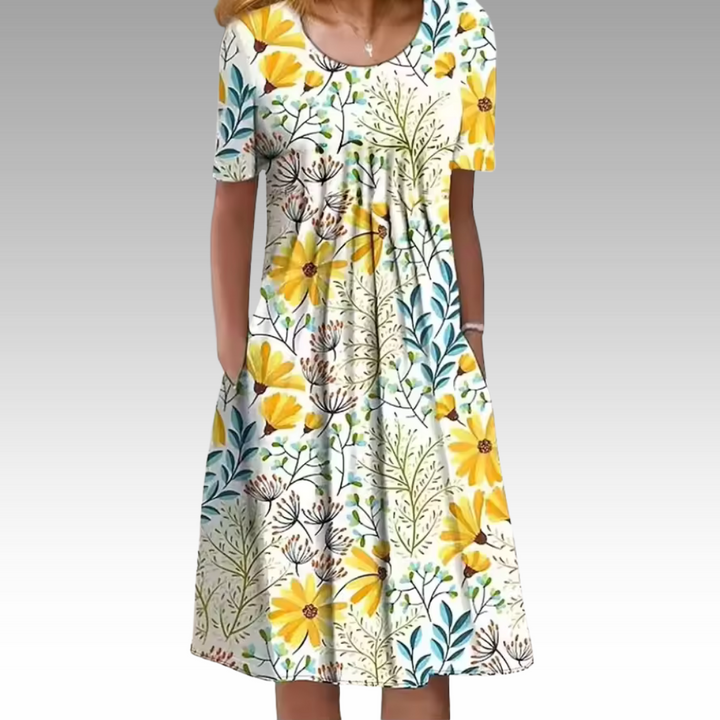 SVEA | Elegantes Kleid mit Blumenmuster und Bauchabdeckung
