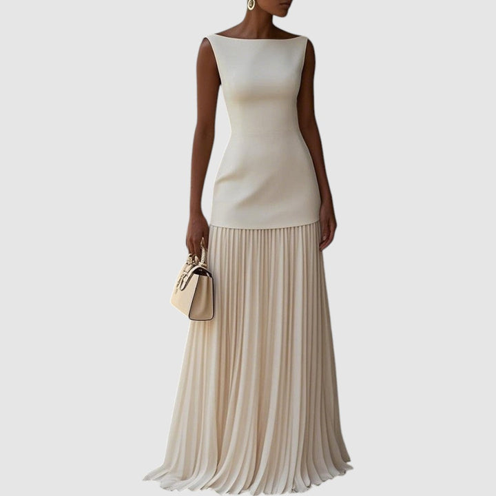 Eleanor - Maxi Dress Without Sleeves with Pleated Pattern