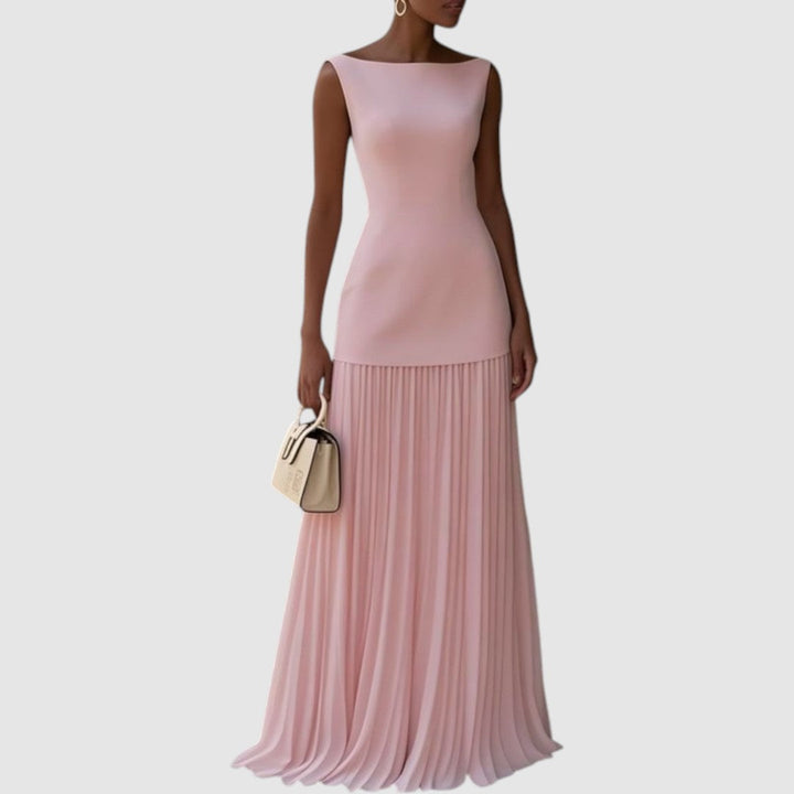 Eleanor - Maxi Dress Without Sleeves with Pleated Pattern