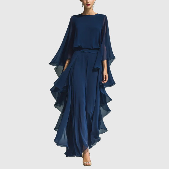 Lora – Elegant Chiffon Ruffle Two-Piece Set