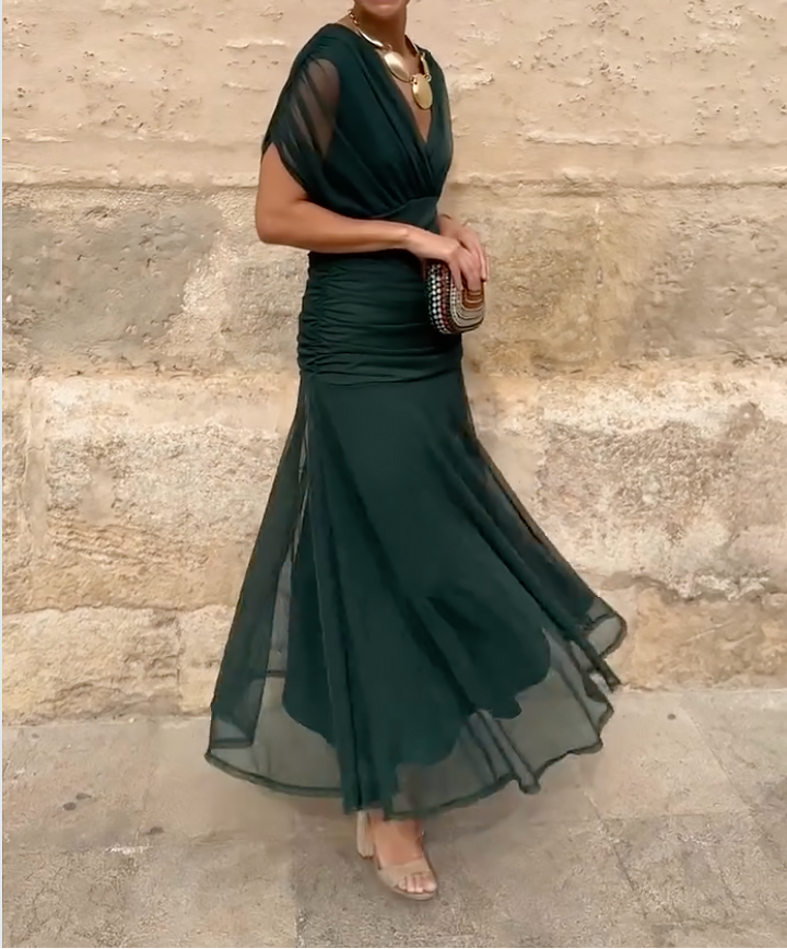 SVEA | Elegantes Maxikleid für festliche Anlässe mit V-Ausschnitt
