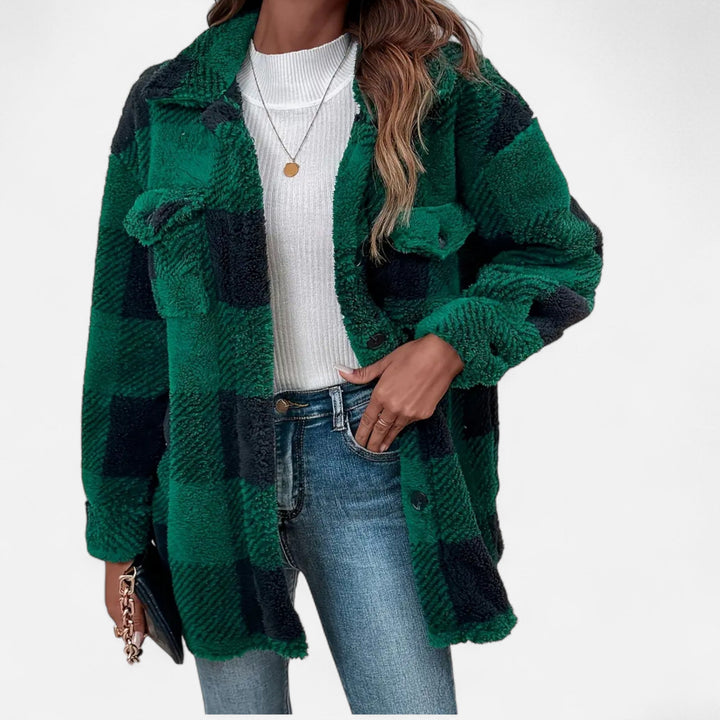 Jane | Sophie Laurent Plaid Plush Sherpa Jacket