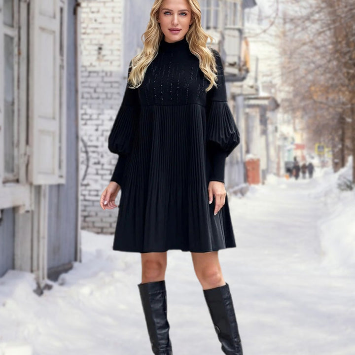 SVEA | Elegantes Plisseekleid mit Laternerärmeln für Damen