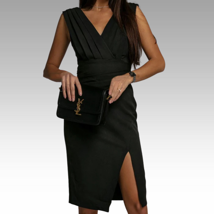SVEA | Elegantes Figurbetontes Kleid mit V-Ausschnitt und Schlitz