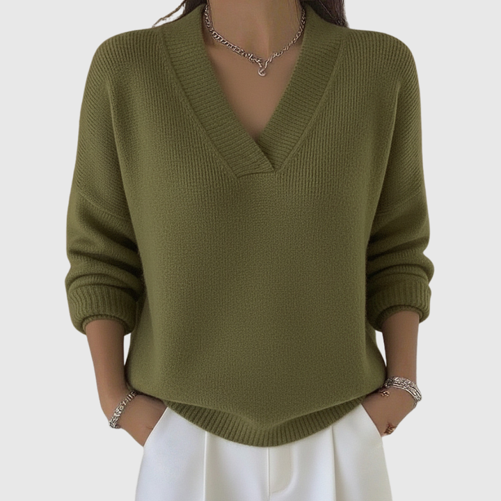 Faye | Soft V-Neck Sweater in Relaxed Fit