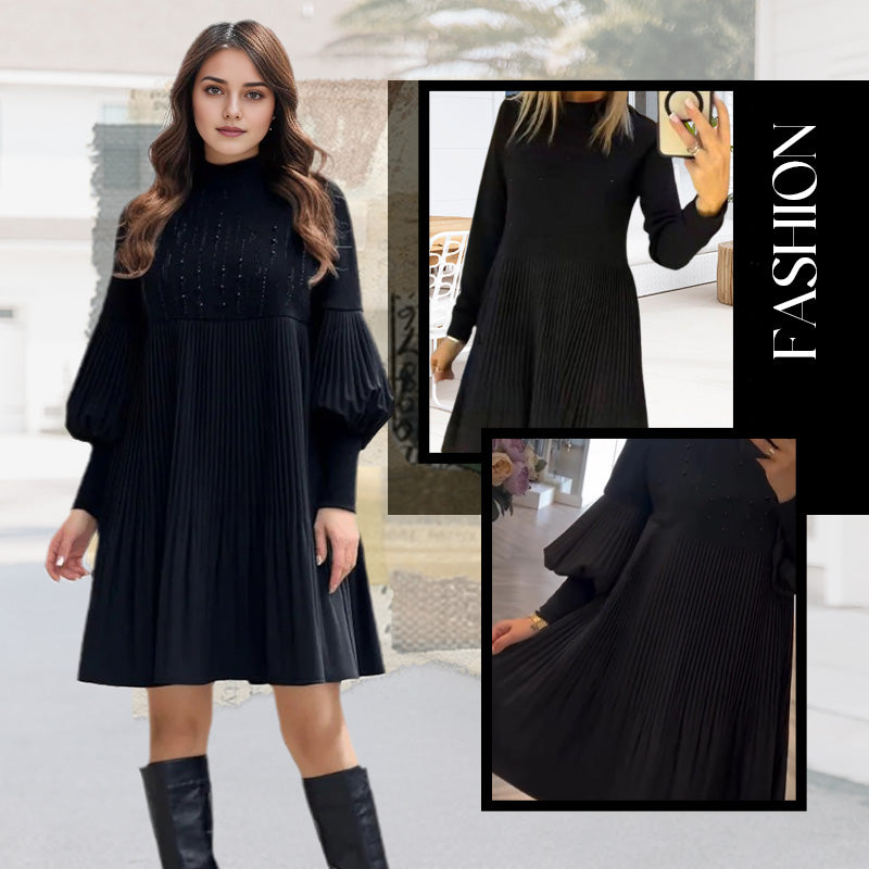 SVEA | Elegantes Plisseekleid mit Laternerärmeln für Damen