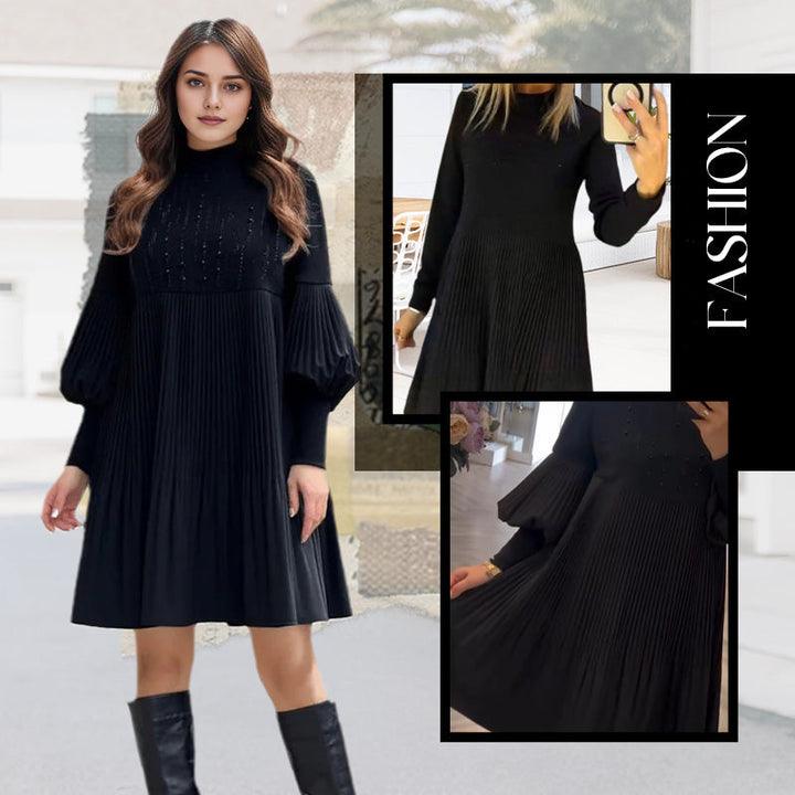 SVEA | Elegantes Plisseekleid mit Laternerärmeln für Damen